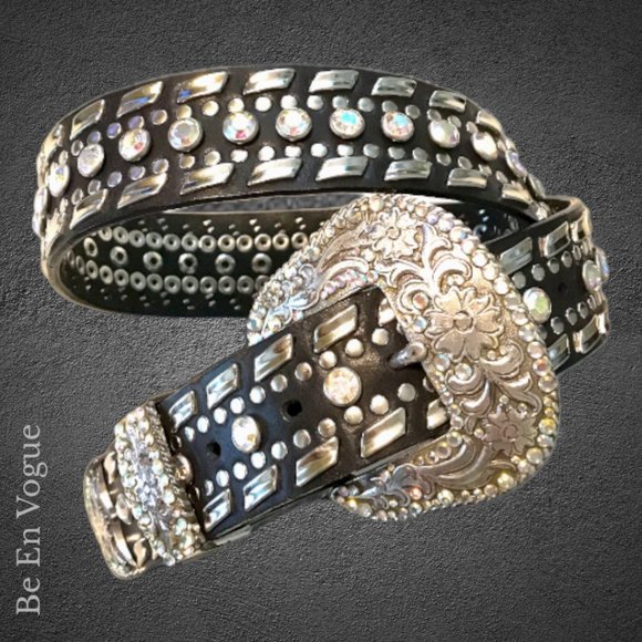 Nocona Western Rhinestone Studded Belt - Picture 3 of 3